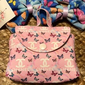 Handmade bow on pin handmade  crinkle toy bone handmade purse for your pets